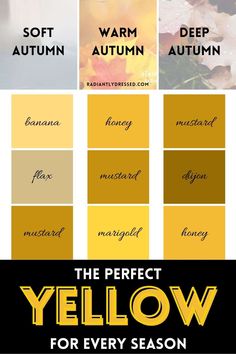 the perfect yellow for every season is on display in this advertisement poster