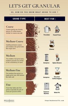 an info sheet with different types of coffee beans