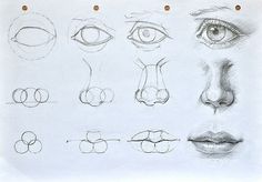 a pencil drawing of different types of eyes and nose, with the words'how to draw