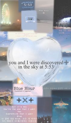 a collage of photos with the words you and i were discovered in the sky at 533