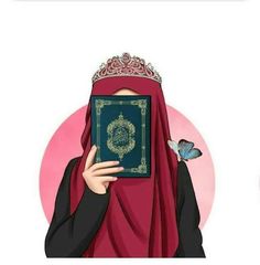 Foto muslimah memegang al-quran Cartoons Dp, Estilo Hijab, Instagram Cartoon, Cute Images For Dp, Islamic Cartoon, Anime Muslim, Hijab Cartoon