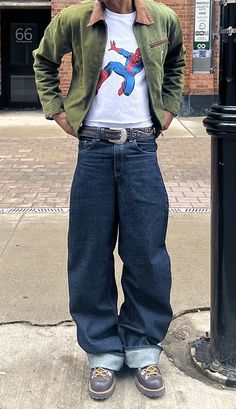 70s Outfit Men Disco, Men Funky Outfits, Men Outfit Layering, Nerdy Outfits Men Geek Chic, Colorful Guy Outfits, Nature Outfits Men, Men’s Indie Fashion, Fall Aesthetic Outfit Men, 90s Male Outfits