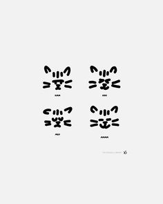 three black and white images of cats'faces