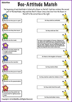 bee - attitude match worksheet for students to practice their spelling skills