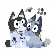 two cartoon dogs sitting next to each other with bubbles coming out of their mouths and eyes