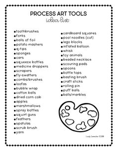 a printable worksheet for kids to learn how to use the art tools