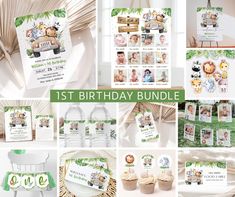 the first birthday bundle includes photos, cards and other items