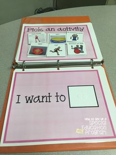 i want to do an activity with pictures and words on the back of a binder