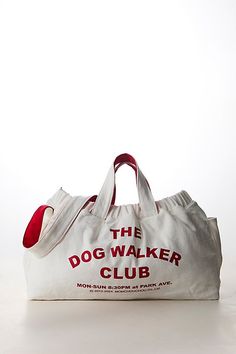 the dog walker club bag is white and red