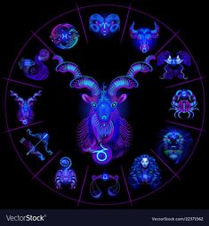 the zodiac sign is surrounded by various horoscopes