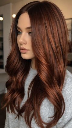 fall hair color dark copper Dark Brown Cowboy Copper Hair, Low Maintenance Copper Balayage, Cowboy Copper Hair Hazel Eyes, Deep Copper Hair Color Dark Auburn, Cooper Brown Hair Colour, Cowboy Cooper, Chocolate Copper Hair Color, Dark Copper Brown Hair, Deep Copper Hair