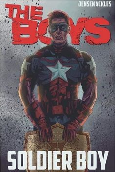 the cover to the book soldier boy, featuring captain america standing with his hands on his hips