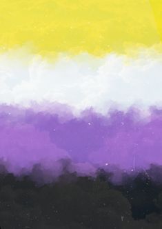 an abstract painting with purple, yellow and white colors