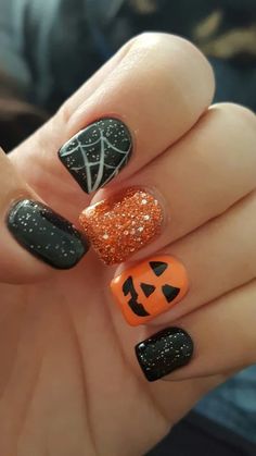 Halloween Nails Diy, Halloween Nails Easy, Fall Gel Nails, October Nails, Spooktacular Halloween, Cute Gel Nails