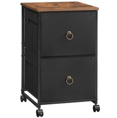 two drawers on wheels with wooden top