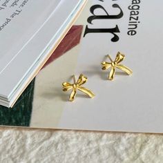 We have a matching bow necklace also called Loretta. 💎Materials: 18 Gold/White Gold Plated over Solid Sterling Silver - Hypoallergenic Glassine Bags, Bow Necklace, Bow Earrings, Gift Wrapping Services, 925 Sterling Silver Earrings, Party Accessories, Jewelry Gift Box, Gold Plated Jewelry, Engagement Gifts