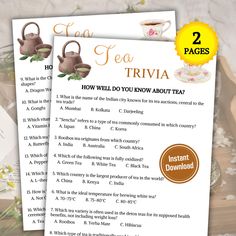 tea party trivias with instructions to make them look like they're drinking tea