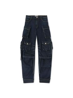 THE ATTICO ''Fern'' dark blue long pants Denim Cargo Jeans, Denim Cargo, The Attico, Jeans Cargo, Cargo Jeans, Shirt Skirt, Long Pants, Skirt Pants, Oversized Fits