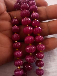 Ruby Pumpkin Natural Ruby Corundum Carving Pumpkin Beads Round Beads Gemstone String 1.Ruby Pumpkin shape 2. Ruby Corundum 3. 112 -carat weight - Approx -11 mm Size - 3.5 inch 9 piece String 4. 170 -carat weight - Approx - 10 mm Size - 6.5 inch 19 piece String 5. 167 -carat weight - Approx - 9 mm Size - 8 inch 25 piece String 6. 169 -carat weight - Approx - 8 mm Size - 10 inch 30 piece String 7, The necklace is with tassel because you can easily adjust your necklace length. 8. If you want any ch Pumpkin Beads Jewellery, Pumpkin Beads, Pumpkin Bead, Gold Chain Design, Home Decor Crate, Beads Jewellery, Jewellery Gold, Neck Piece, Bead Jewellery