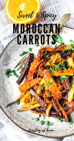 sweet and spicy moroccan carrots on a plate