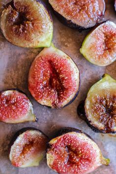 figs cut in half sitting on top of a table