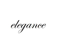 the word elegance written in cursive writing on a white background with black ink