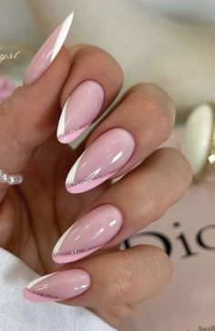 Colorful Nails, Lines On Nails, Her Nails, Almond Nails Designs, Almond Nail, White Nail, Oval Nails, Chic Nails, Nail Arts