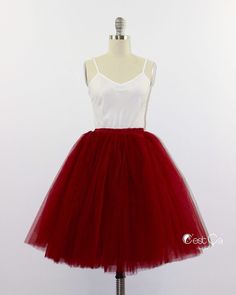 Clarisa Burgundy Tulle Skirt - Midi Red Tutu Skirt Outfit, Burgundy Tulle Skirt, Plus Size Tutu Skirt, Plus Size Tutu, Red Tutu Skirt, Red Tulle Skirt, Red Midi Skirt, Red Princess, Red Tutu