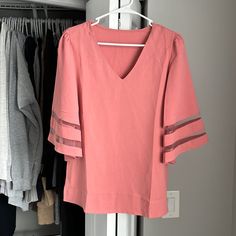 Bought And Never Worn Perfect With Work Wear Or Jeans And Loafers Chic Spring Tops From Amazon, Chic Amazon Tops For Spring, Amazon V-neck Spring Tops, Amazon V-neck Tops For Spring, Amazon Stretch Tops For Summer, Red Bell Sleeve Top, Tops Amazon, Amazon Tops, Fashion Corset