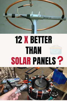 an electric device with the words, 12 x better than solar panels? and a photo of