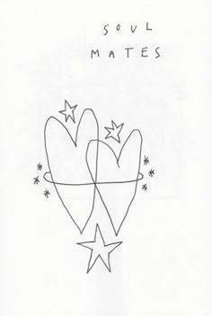 a black and white drawing of two hearts with the words soul mates written on it