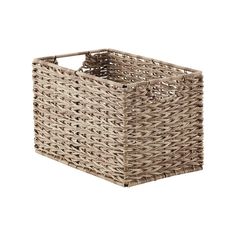 an empty wicker basket on a white background