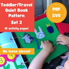 "Make a Quiet Book (aka Busy Book) perfect for toddlers or your travels with this PDF sewing pattern.  It's a great sensory activity with different textures and flaps to lift.  It has no loose pieces and is smaller in size.  It's such a unique screen-free activity for the car, appointments, restaurants, church, and more! This is a bundle of 10 page patterns.  The cover tutorial is also included! It is a digital download that will be available as soon as you purchase *no product will be shipped*!   The download includes the following: - Detailed instructions on how to put your book together -Cover tutorial - 10 page templates with detailed instructions AND SVG files (to use with a machine that cuts felt like the Cricut Maker): 👑 Ocean Lift the Flaps - lift the rock, mermaid tail, and cave Diy Quiet Book, Book Sewing, 2 Template, Quiet Book Templates, Diy Quiet Books, Screen Free Activities, Quiet Activities, Toddler Quiet Book, Felt Books