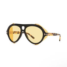 Black Aviator Frame Double Bridge Yellow Tinted Lenses Lens Decal Tortoiseshell Effect Brand New Never Worn Tom Ford Pilot Frame Sunglasses. Comes With Box And Sunglass Case Retro Futurism Fashion, Futurism Fashion, Wardrobe Aesthetic, Yellow Sunglasses, Designer Shades, Ford Accessories, Aviator Glasses, Black Aviators, Eye Wear