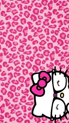 hello kitty wallpaper with pink leopard print