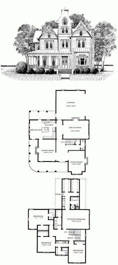 two story house plans with three floors and one floor plan for the second story, which is