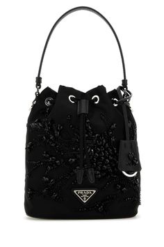 Black Nylon Bucket Bag from Prada Prada Bucket Bag, Prada Mini, Prada Women, Bucket Handbags, Jimmy Choo Bag, Prada Crossbody, Woman Bags Handbags, Bottega Veneta Shoulder Bag, Beautiful Boots