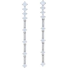 Sofer Jewelry - One Line Diamond Drop Earrings in 14K White Gold Luxury White Linear Earrings For Anniversary, Luxury Experience, Mesmerizing Beauty, Diamond Drops, Diamond Drop Earrings, Stunning Earrings, Relish, Line Design, Prong Setting