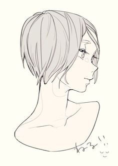 a drawing of a woman's head with short hair