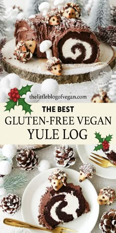 the best gluten - free vegan yule log recipe with chocolate frosting