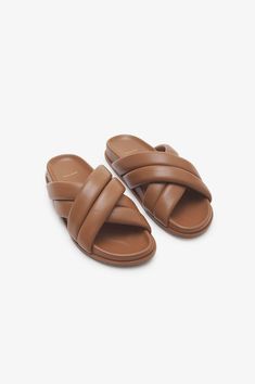 Anine Bing, Leather Slides, Womens Sandals Flat, Boots And Sneakers, Goods And Services, Lambskin Leather, Flat Sandals, Slip On Sandal, Cognac