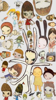 an image of many different people with their faces drawn in the shape of a rabbit