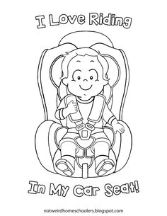 a coloring page with the words i love riding in my car seat