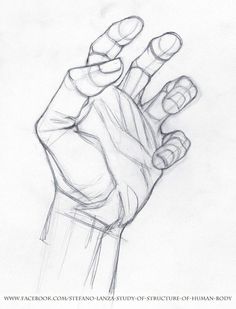 a drawing of a hand holding something in it's right hand with two fingers