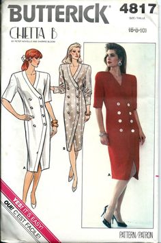 Chetta B Butterick 4817 Misses Double-Breasted Dress Pattern Sizes 6-10 & 12-16 UNCUT by DawnsDesignBoutique on Etsy Double Breasted Dress Pattern, Classic Dresses With Double-breasted Button Fastening, Classic Blazer Dress With Double-breasted Buttons, Chic Button-up Blazer Dress With Double Button Closure, Vogue Pattern Double Breasted Coat Dress, Pattern Dresses, 80s Outfits, 60s Vintage Fashion, Double Breasted Dress