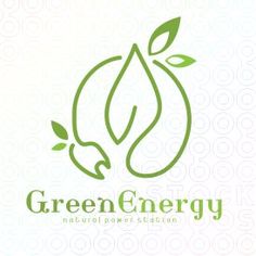 the green energy logo is shown on a white background with circles and leaves around it