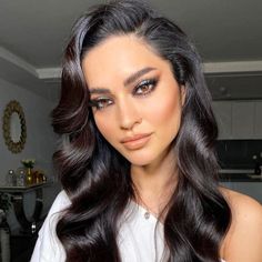 How to get shiny hair: easy steps for instant shine and gloss | Color Wow Long Dark Hair, Blue Eyeshadow, Grunge Hair, Wedding Hair And Makeup, Bride Hairstyles, Prom Hair, Dark Hair, Makeup Inspo, Hair Looks