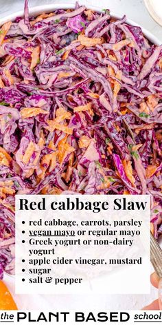 This vibrant side dish will surely make you fall in love with healthful and colorful red cabbage. Healthy Cabbage Slaw, Classic Coleslaw, Healthy Coleslaw, Red Cabbage Salad, Red Cabbage Slaw, Simple Vinaigrette, Roasted Butternut Squash Soup, Cold Sores Remedies, Vinaigrette Dressing