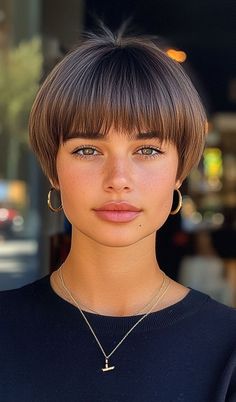 20 Trendy Short Hairstyles to Rock with Confidence Heavy Fringe Short Hair, Very Short Bob With Fringe, Short Hair With A Fringe, Mini Bob With Bangs, "bixie" With Bangs, Really Short Bob Haircut, Ear Length Bob Hairstyles, Womans Short Haircut Latest Hairstyles, Above Chin Bob