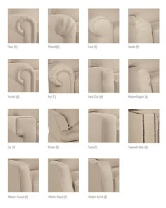 the different types of recliners are shown in this set of images, including one with